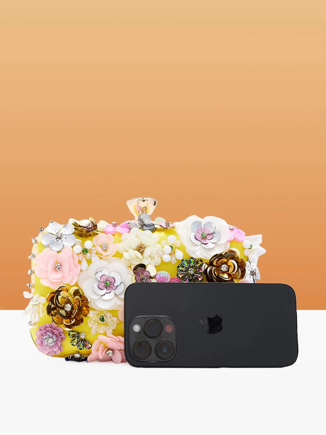 Caprese Ava Floral Small Yellow Clutch Box