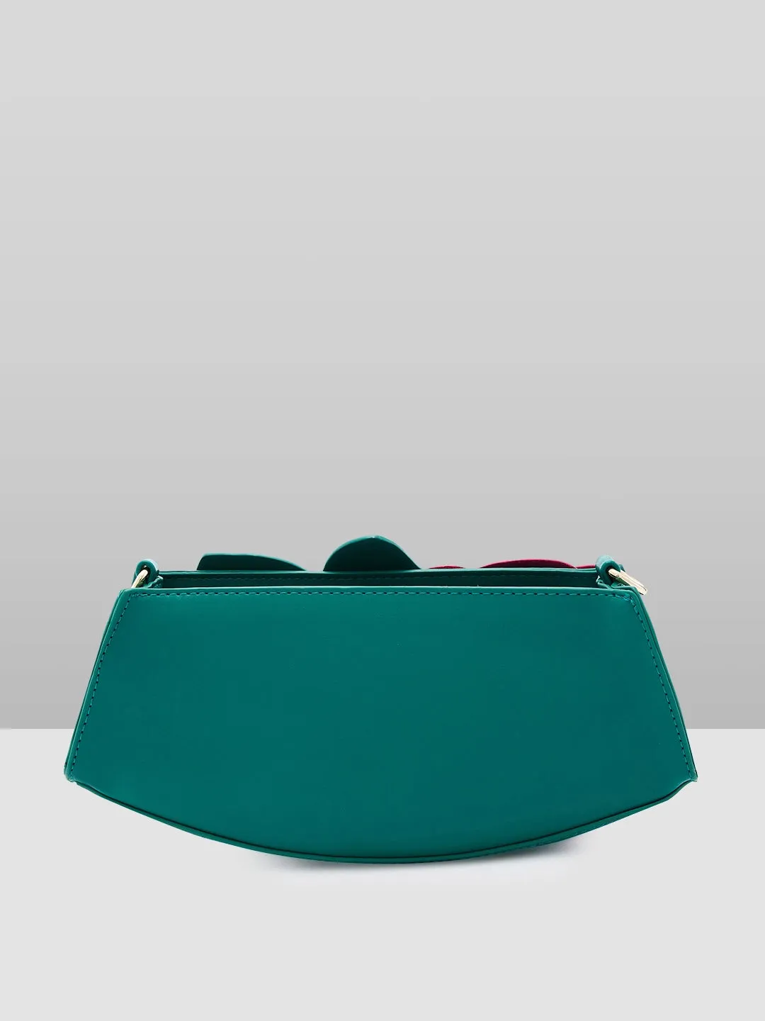 Caprese Ava Flower 3D Medium Green Clutch Bag