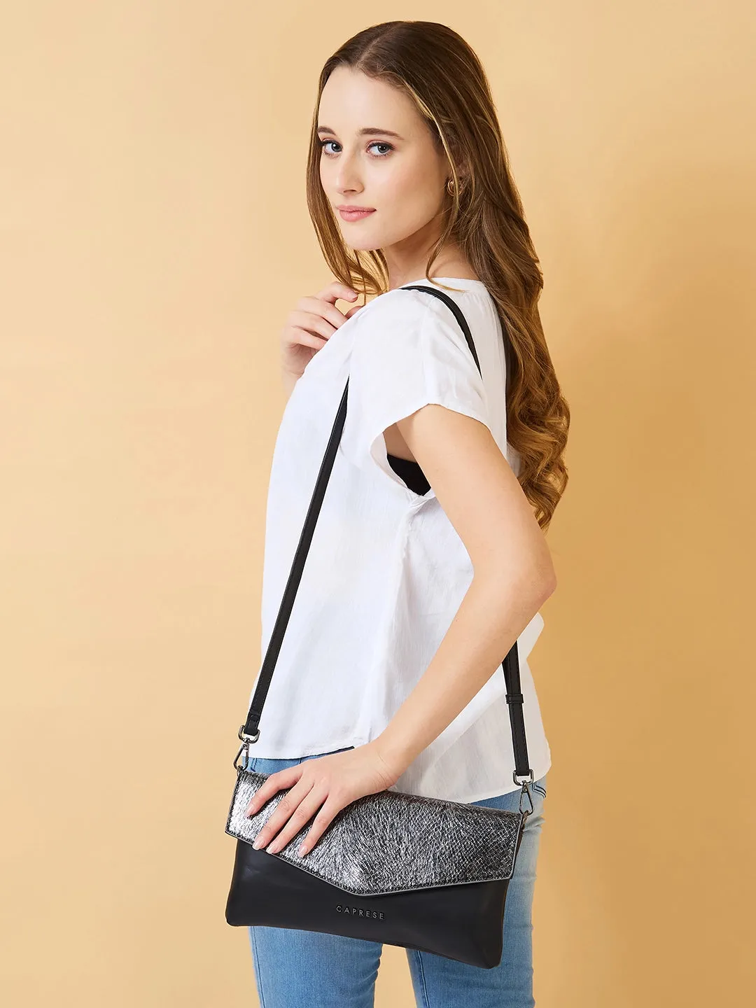 Caprese Ava Large Black Clutch