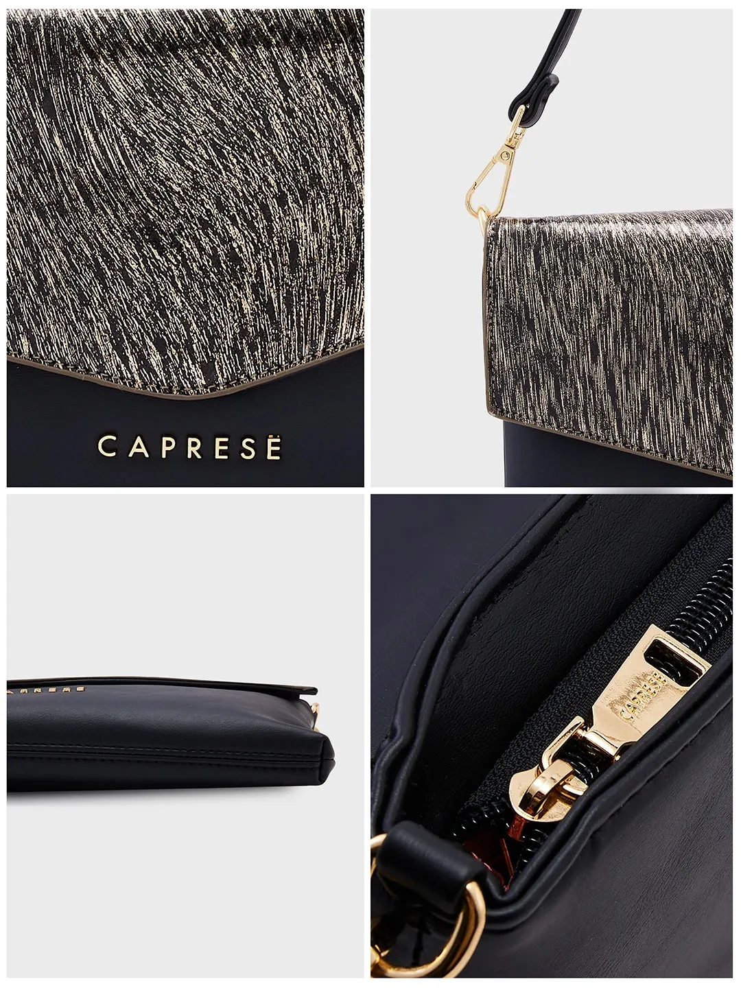 Caprese Ava Large Black Clutch