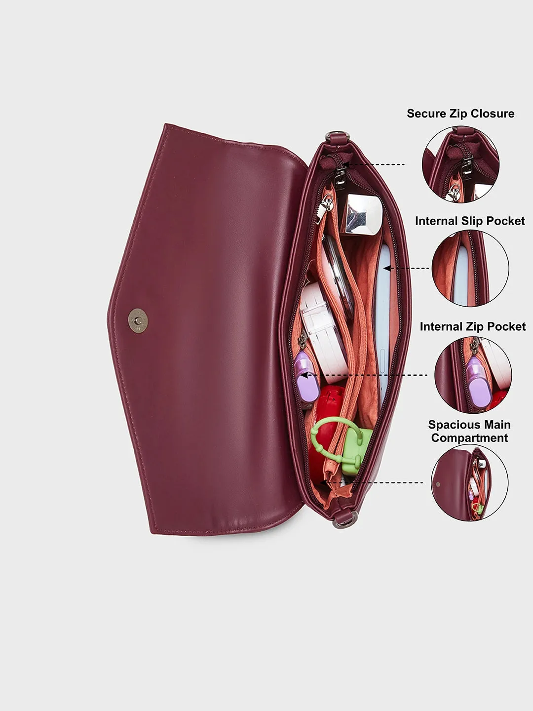 Caprese Ava Large Bordeaux Clutch