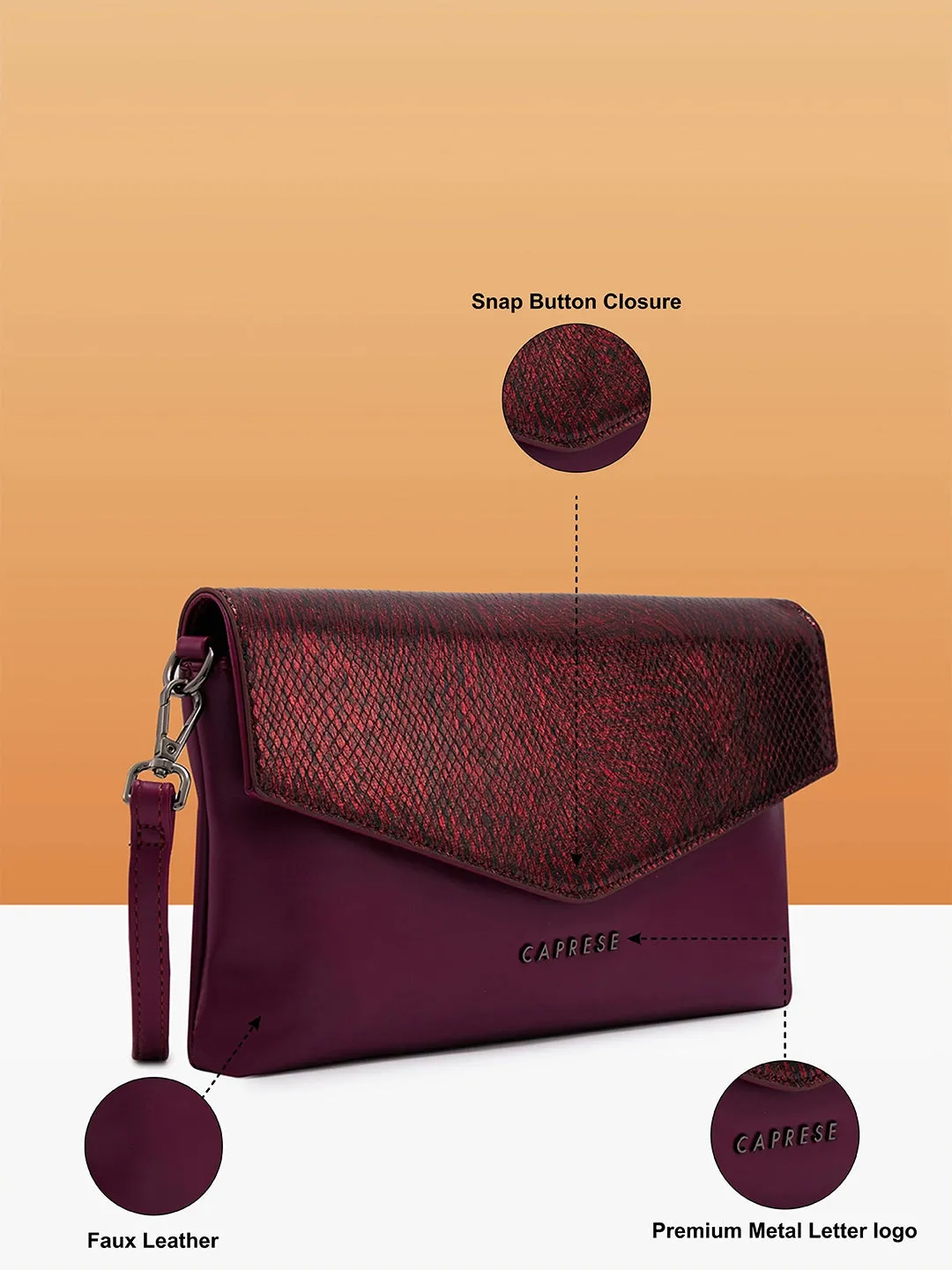 Caprese Ava Large Bordeaux Clutch