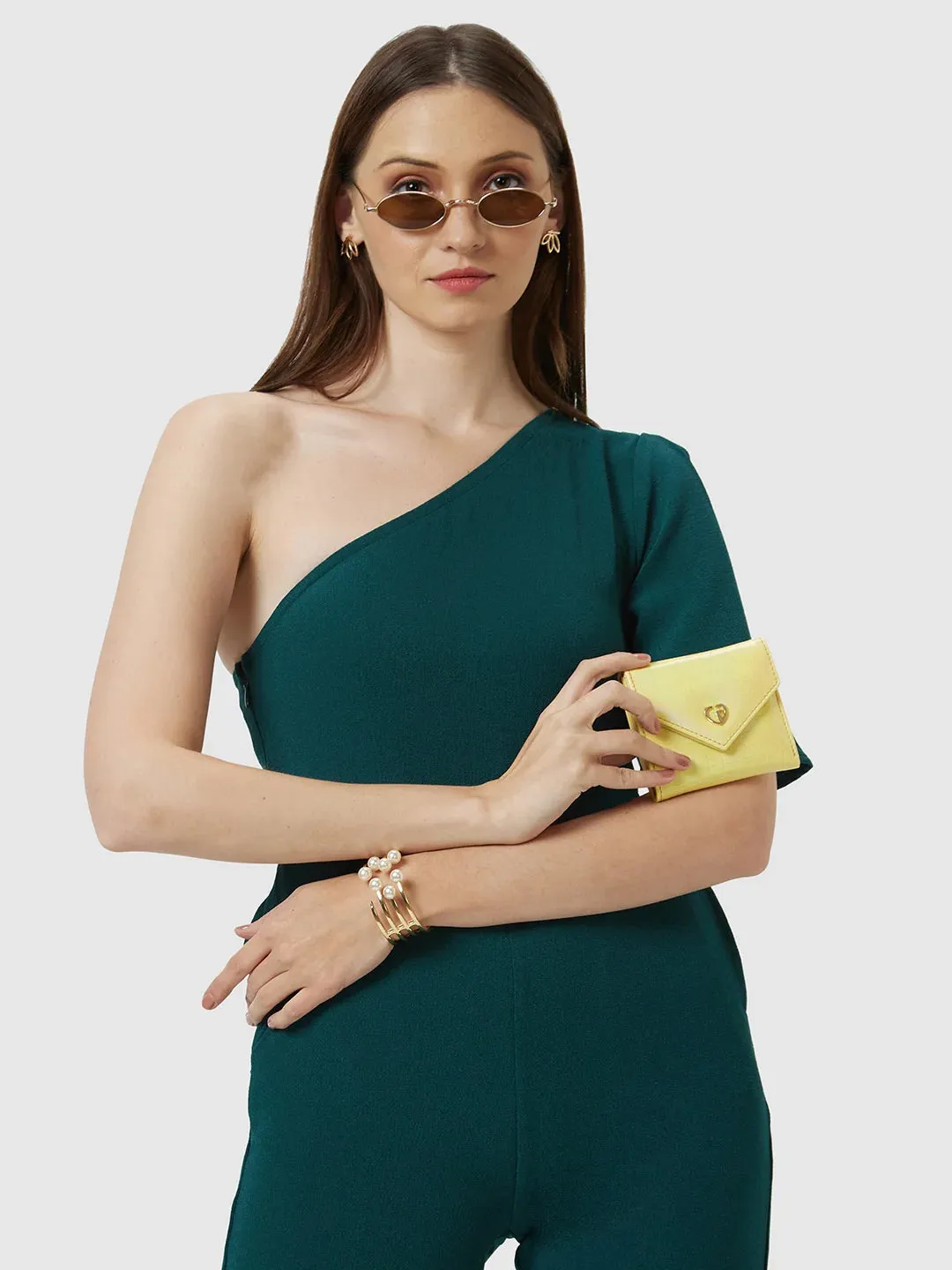 Caprese Bertha Medium Champagne Gold Clutch