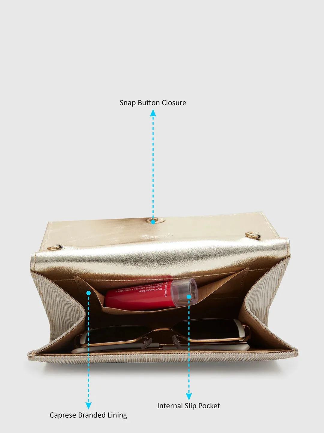 Caprese Bertha Medium Light Gold Clutch