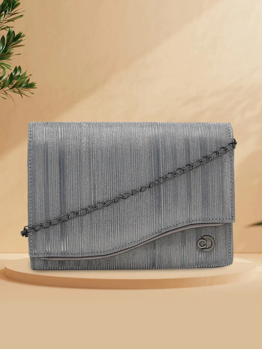 Caprese Bertha Medium Pewter Clutch