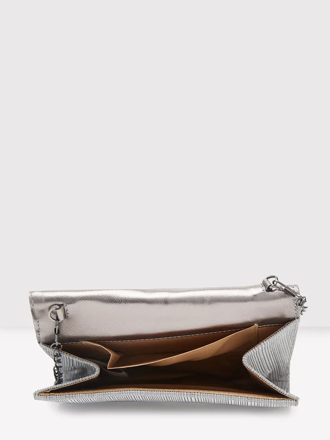 Caprese Bertha Medium Pewter Clutch