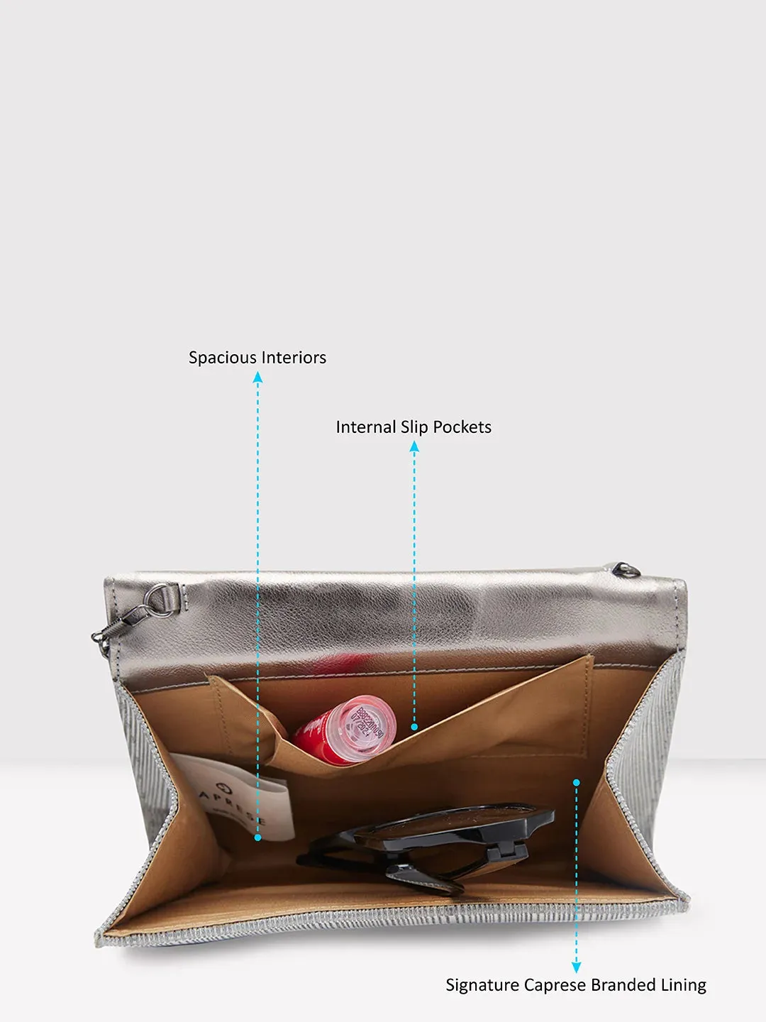 Caprese Bertha Medium Pewter Clutch