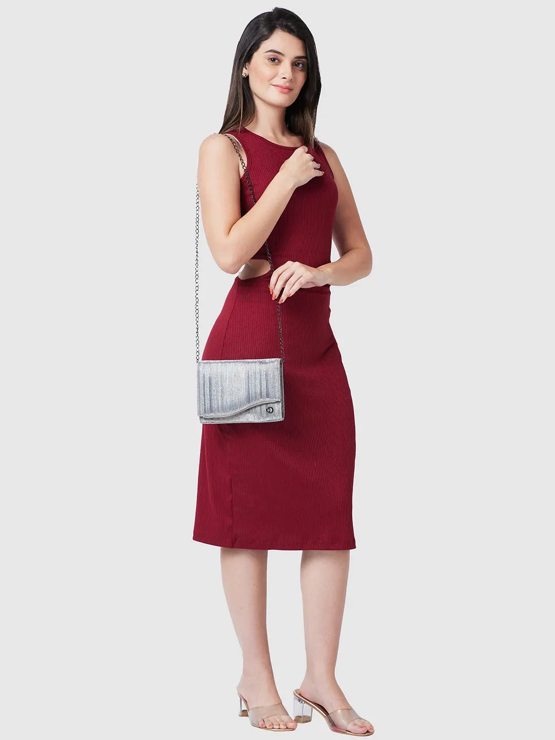 Caprese Bertha Medium Pewter Clutch