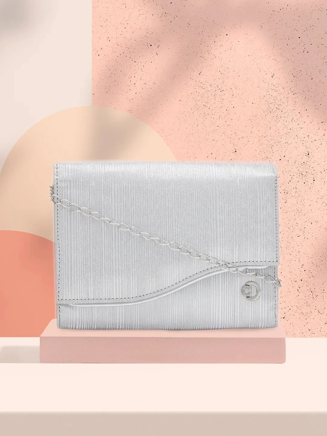 Caprese Bertha Medium Silver Clutch