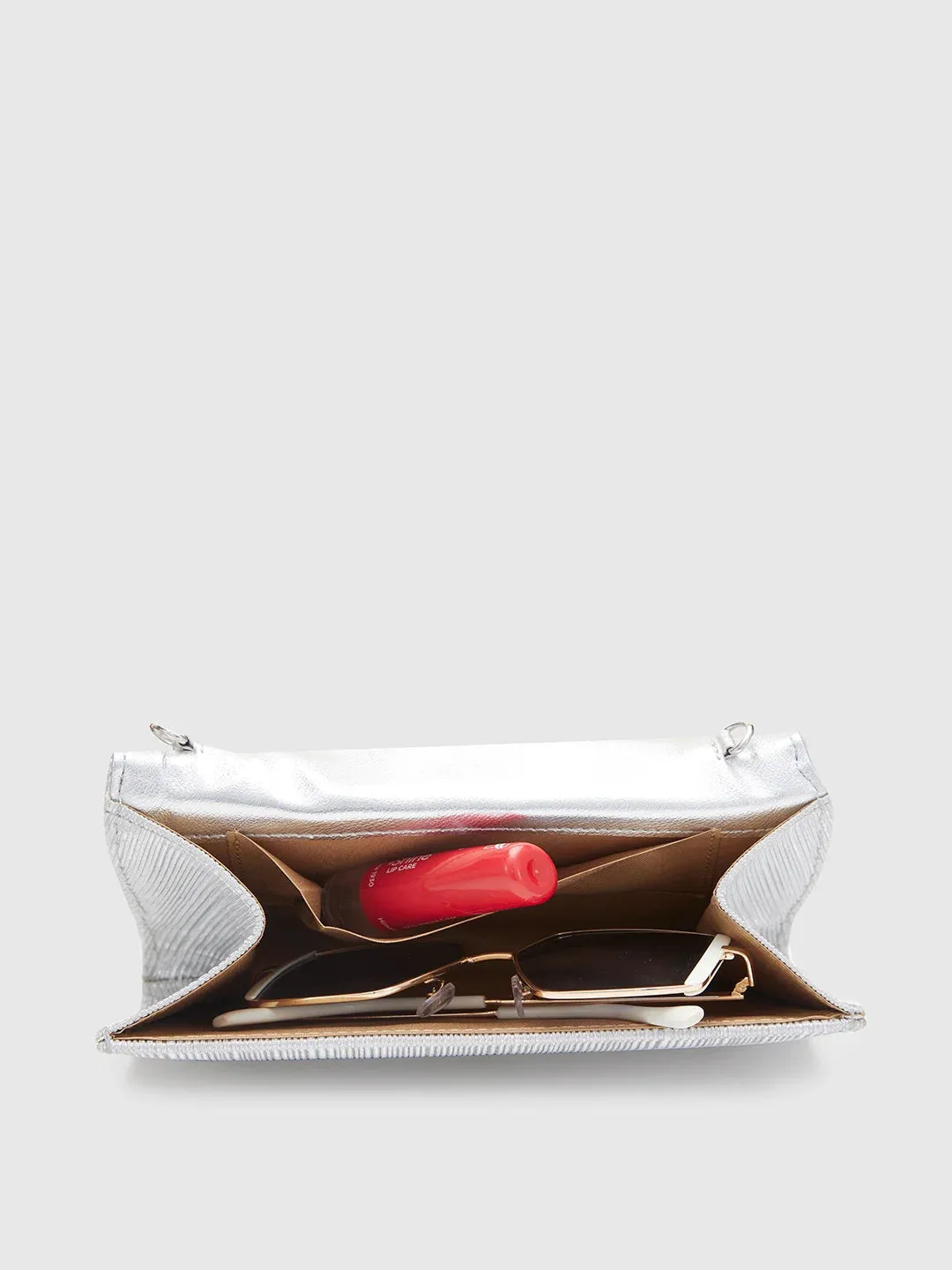 Caprese Bertha Medium Silver Clutch