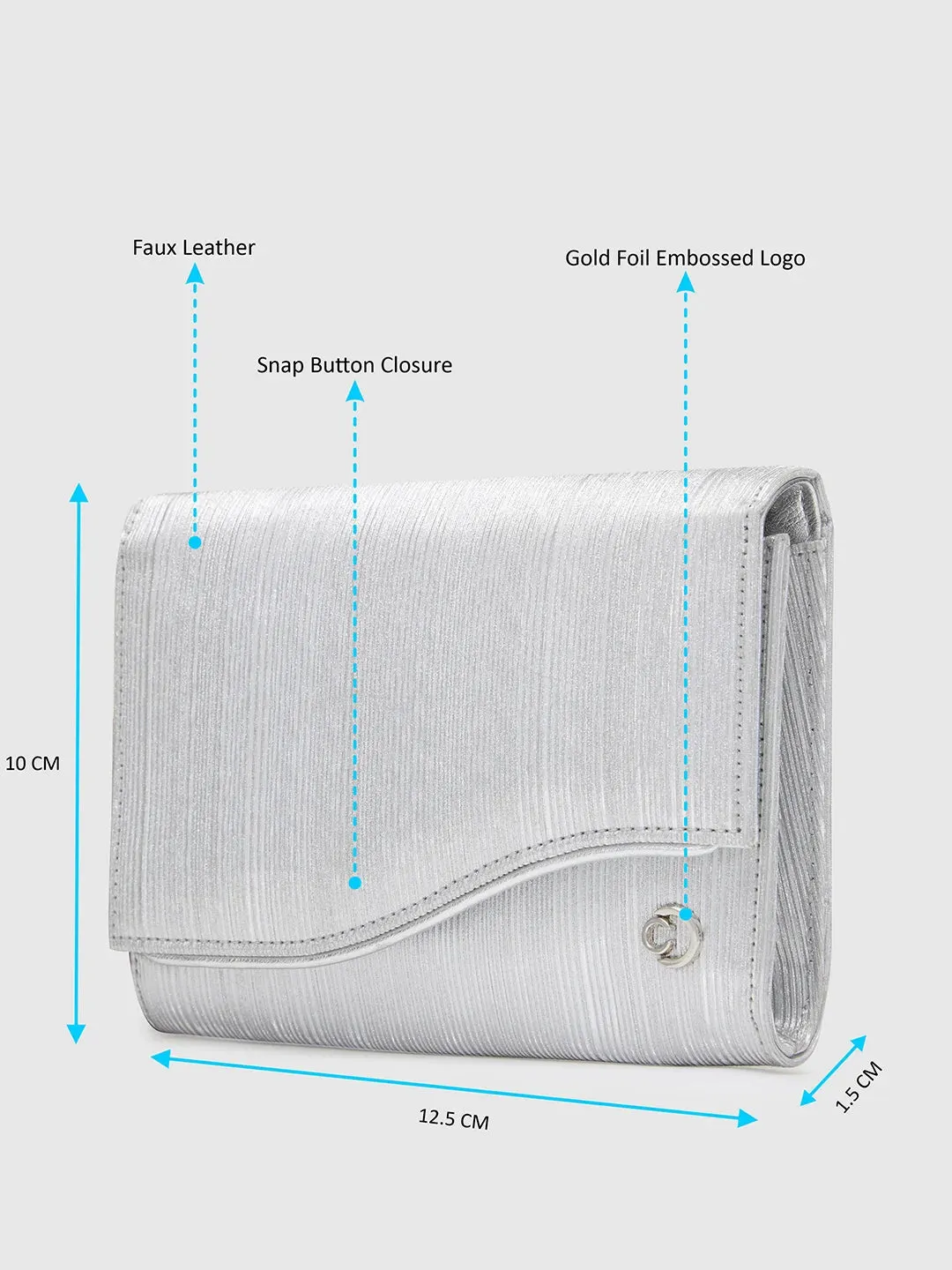 Caprese Bertha Medium Silver Clutch
