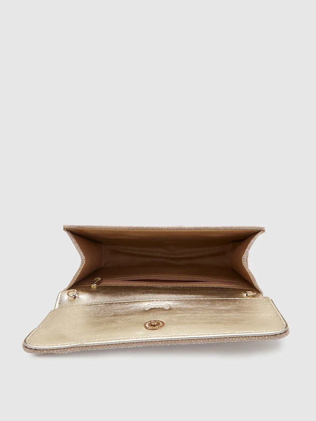Caprese Betty Large Light Gold Flapover Clutch