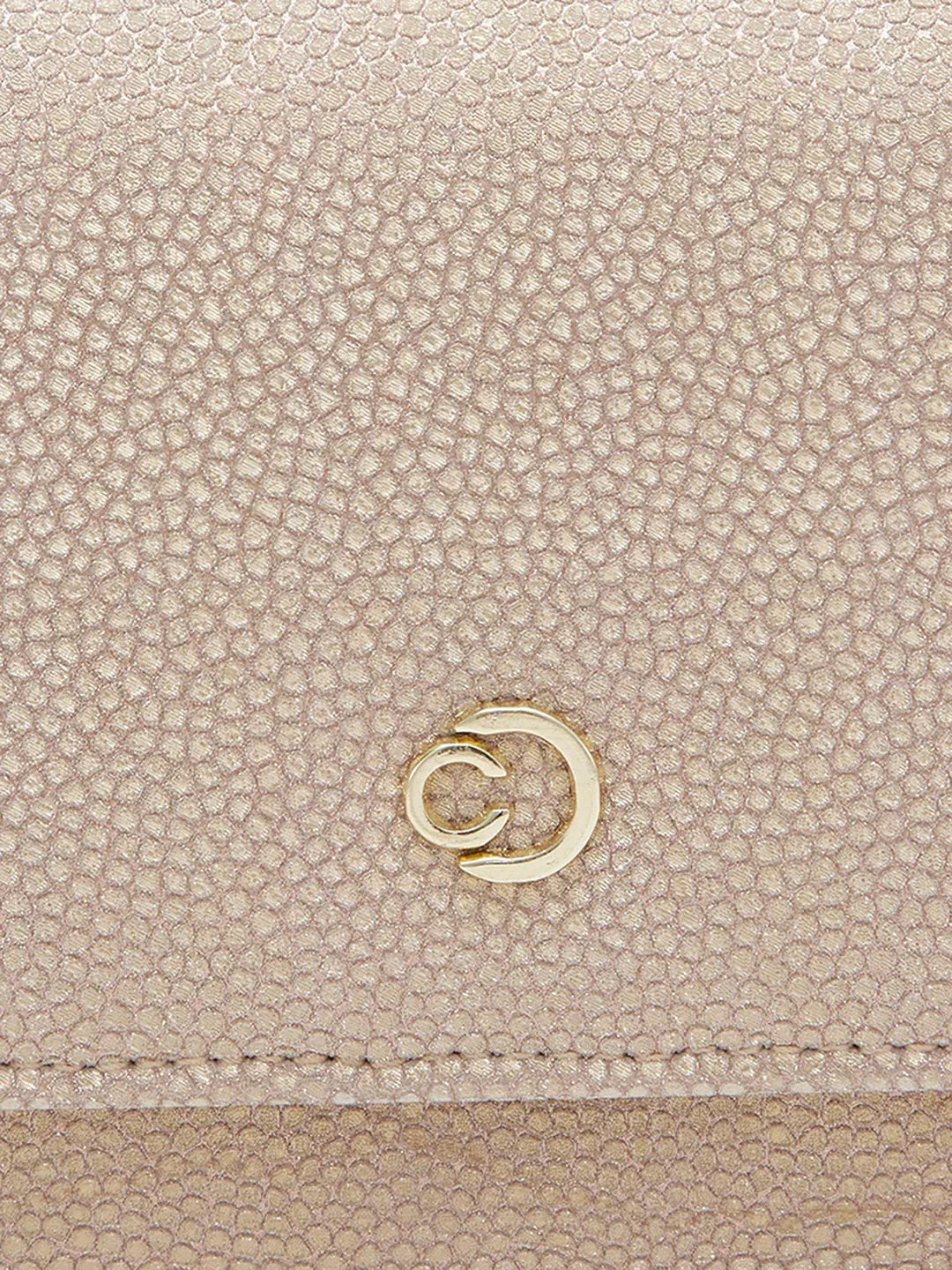 Caprese Betty Large Light Gold Flapover Clutch