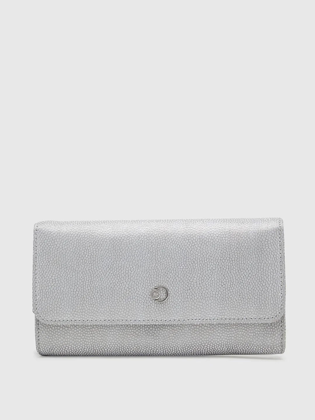 Caprese Betty Large Silver Flapover Clutch
