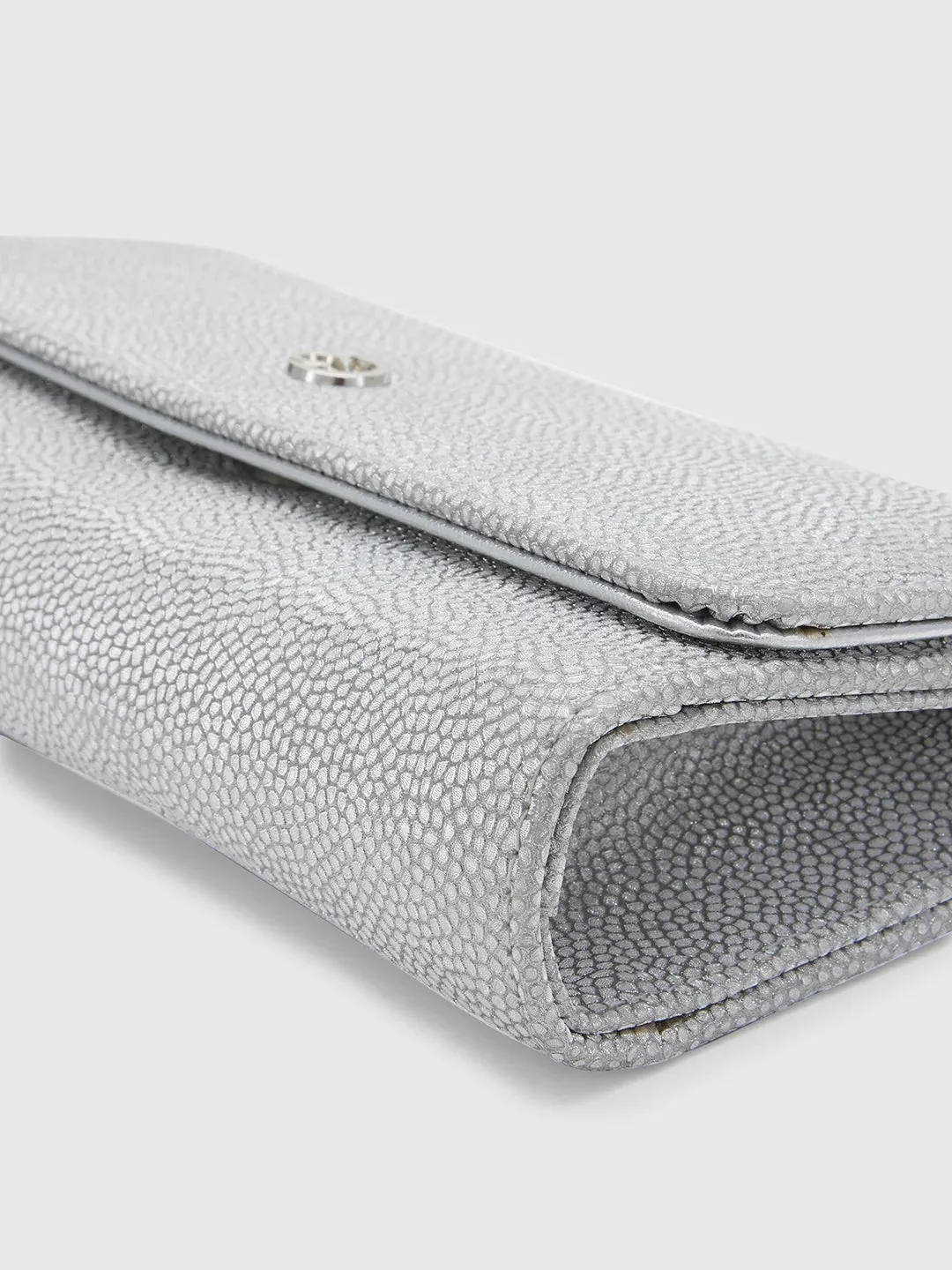 Caprese Betty Large Silver Flapover Clutch