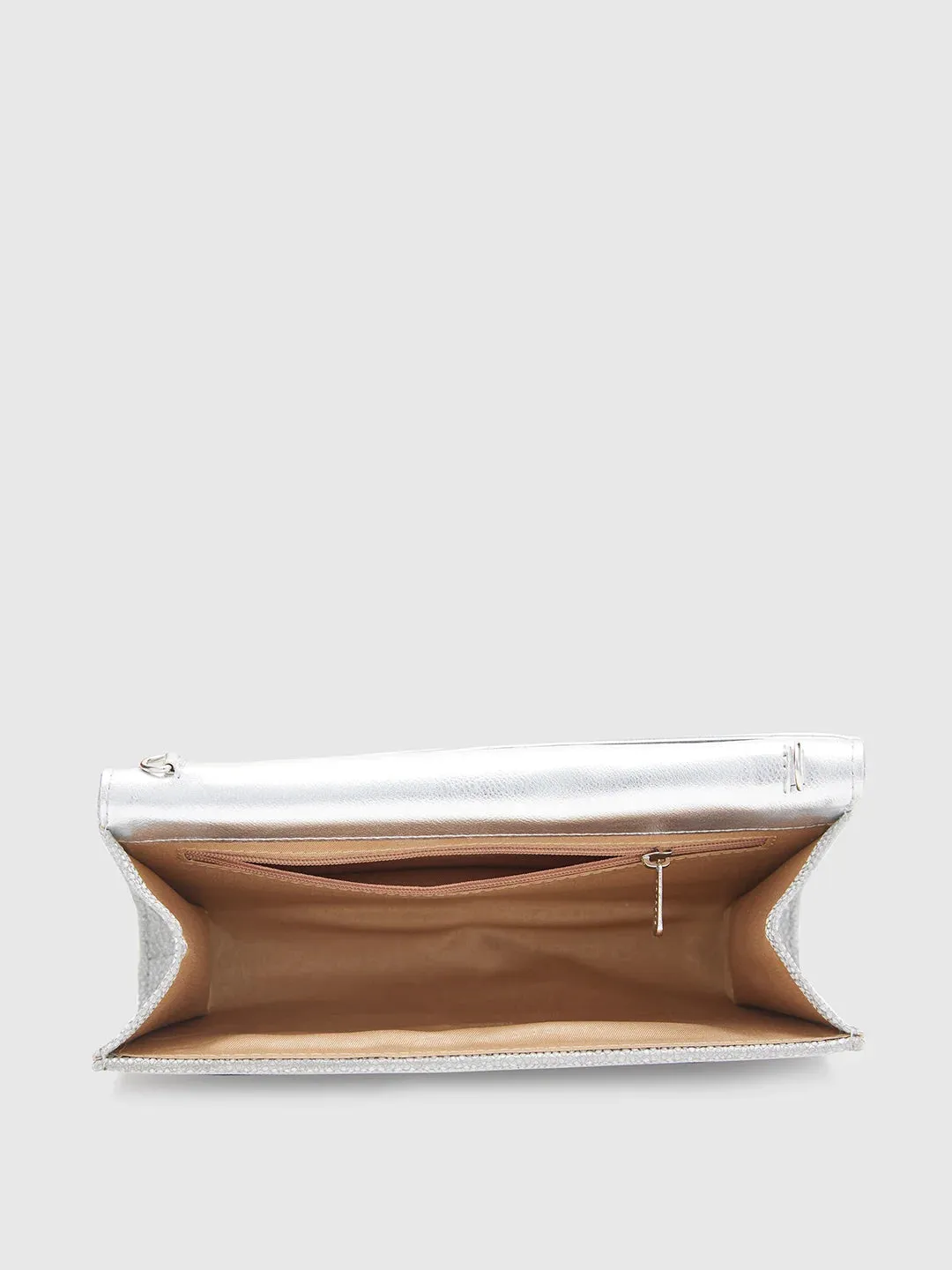 Caprese Betty Large Silver Flapover Clutch