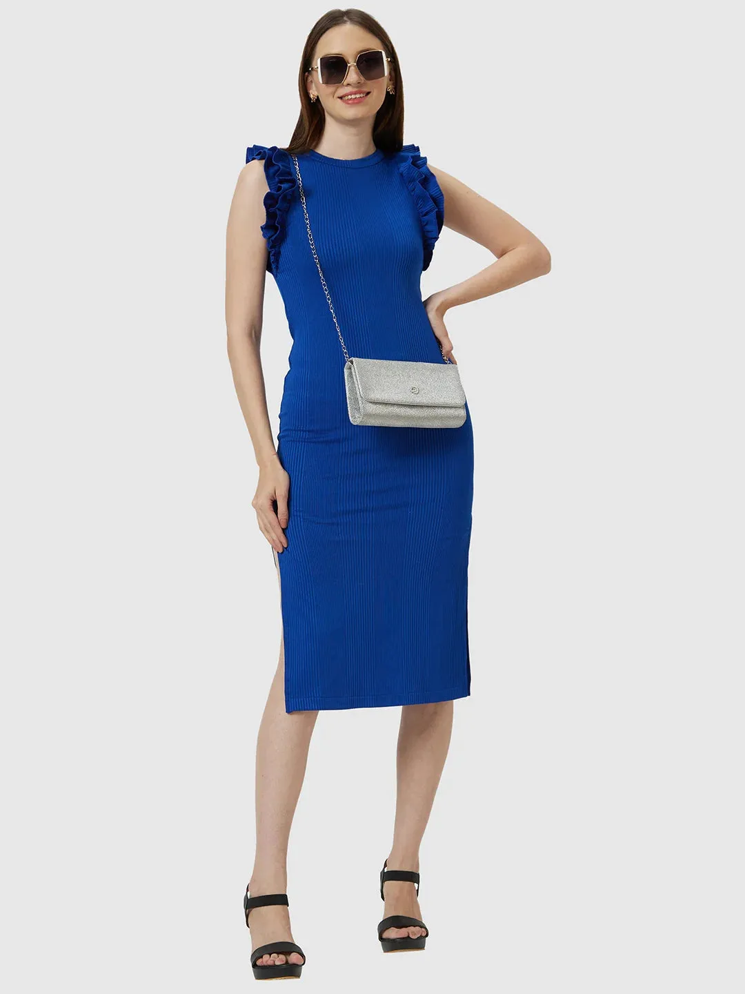 Caprese Betty Large Silver Flapover Clutch