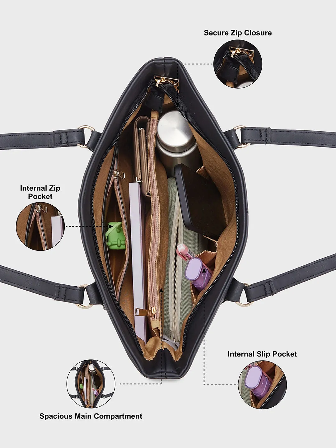 Caprese Blake Medium Black Tote Bag