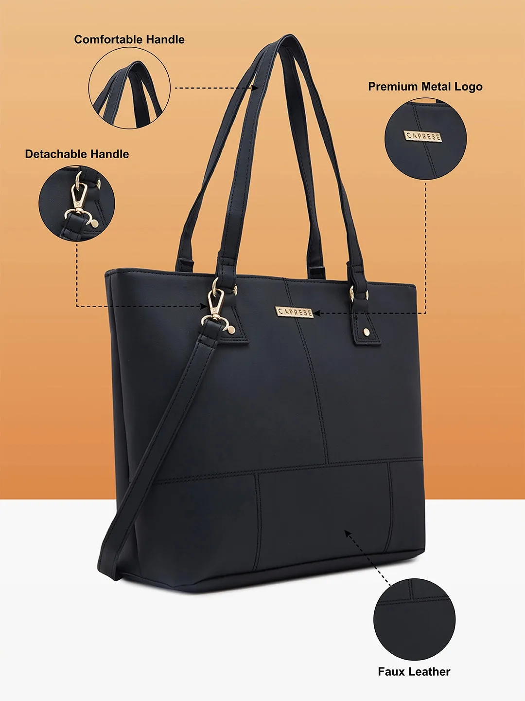 Caprese Blake Medium Black Tote Bag