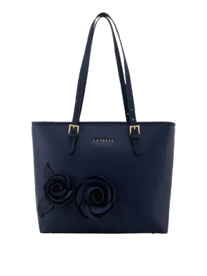 Caprese Bloom Medium Navy Tote Bag