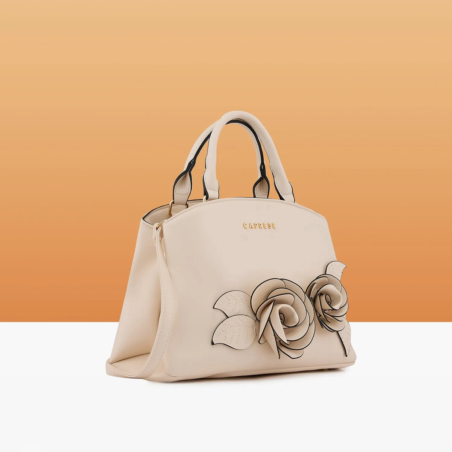 Caprese Bloom Small Off White Satchel Bag