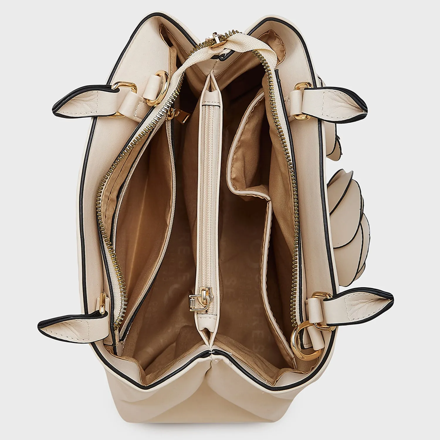Caprese Bloom Small Off White Satchel Bag