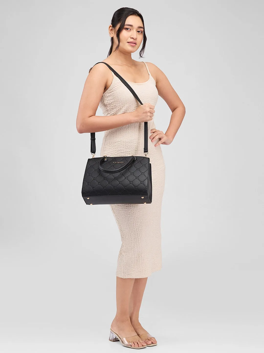 Caprese Brianna Medium Black Satchel Bag
