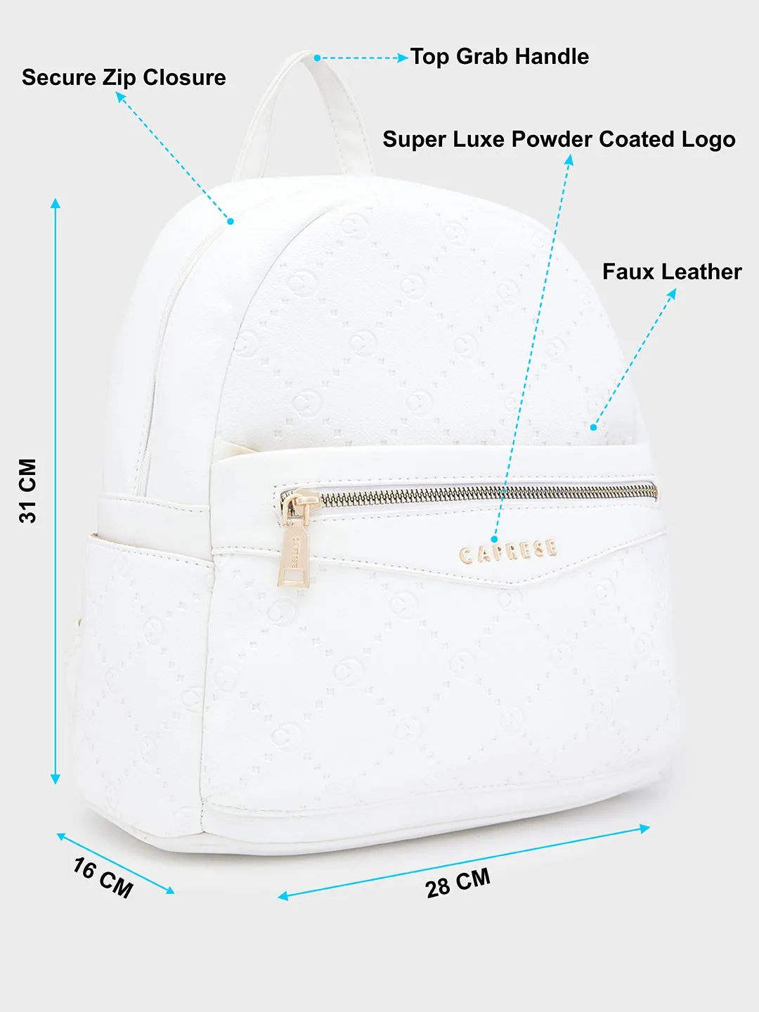 Caprese Brianna Medium White Backpack