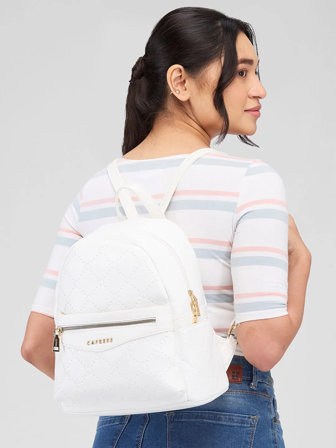 Caprese Brianna Medium White Backpack