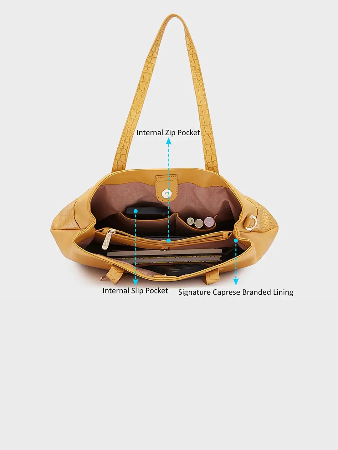 Caprese Cabo Large Ochre Tote Bag