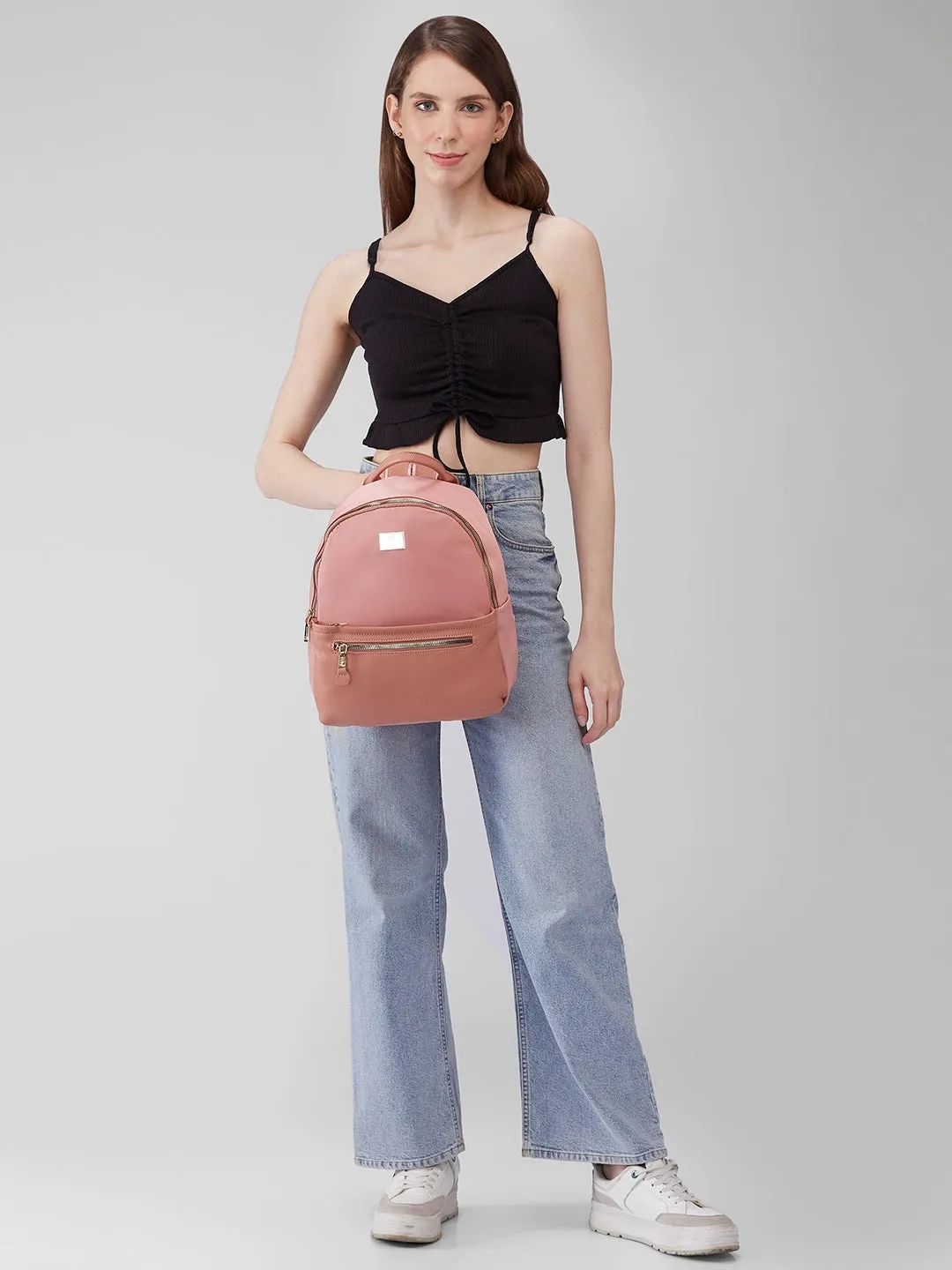 Caprese Casper Medium Pink Casual Backpack
