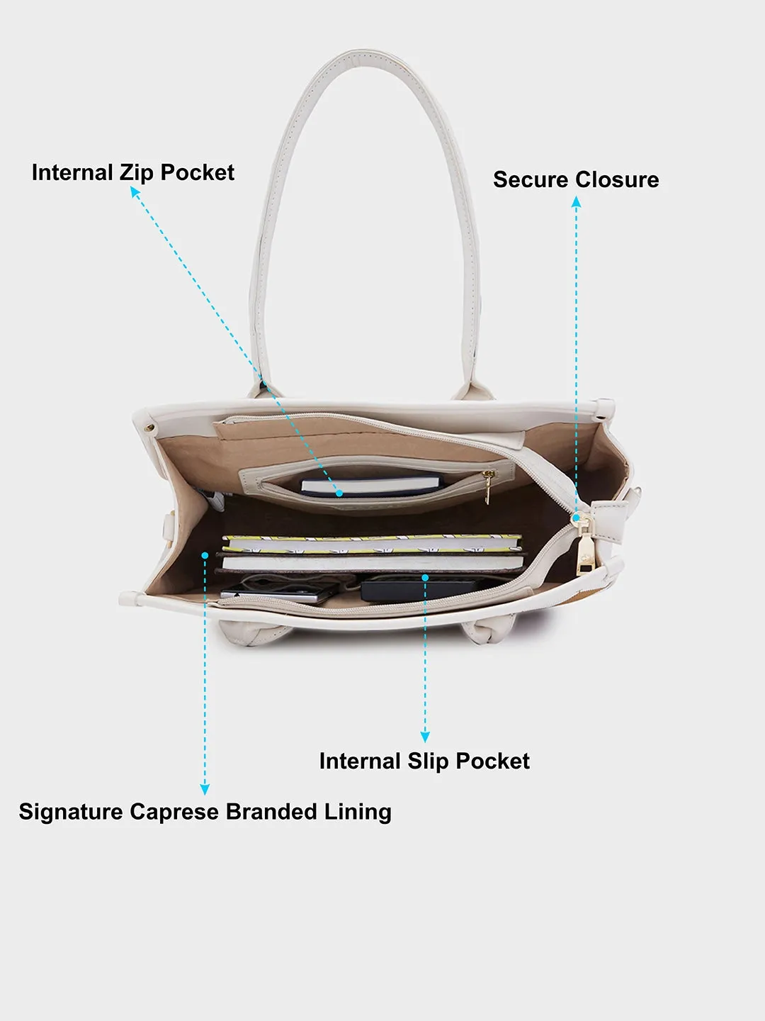 Caprese Checker Medium Cream Satchel Bag