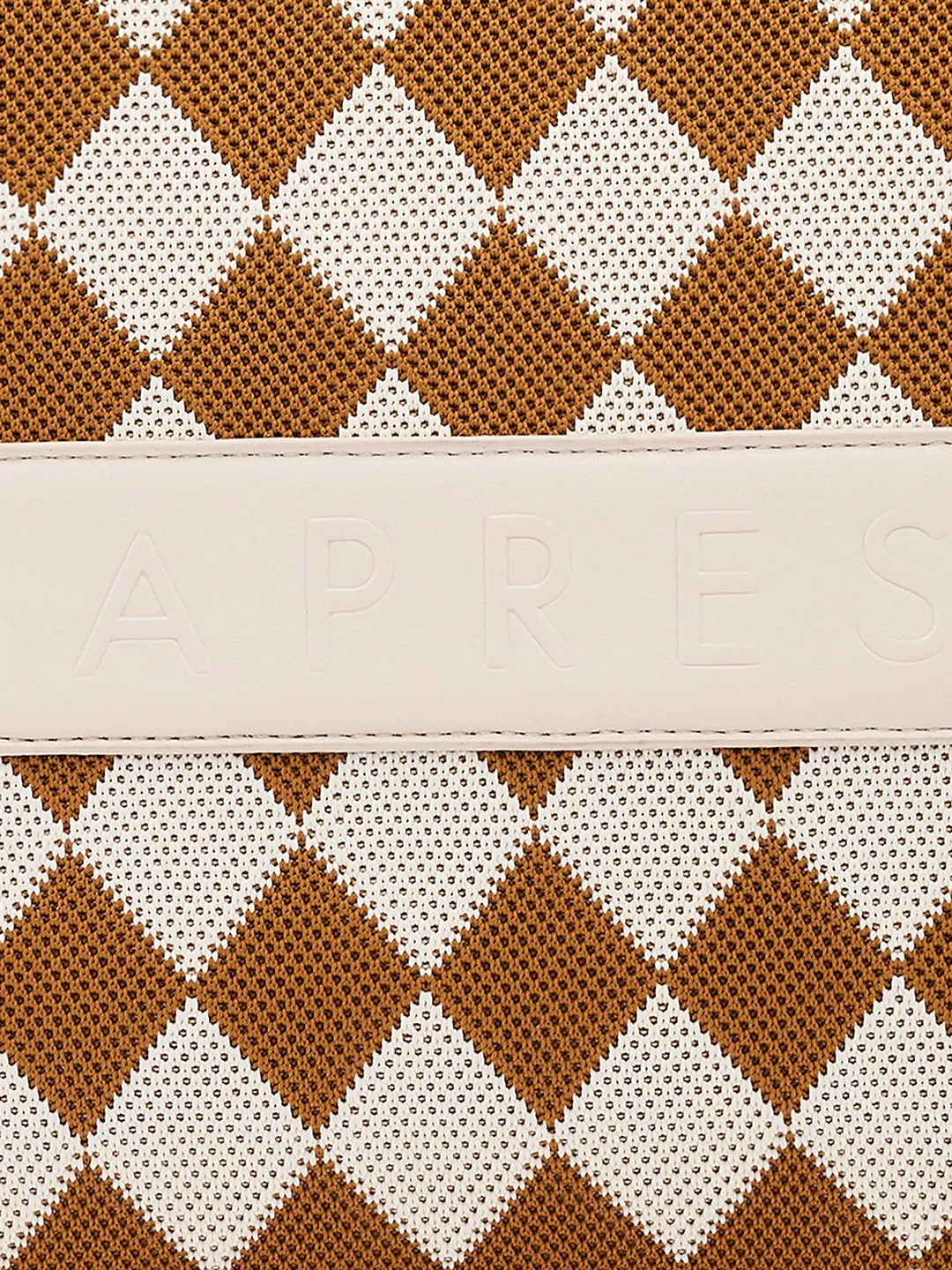 Caprese Checker Medium Cream Tote Bag
