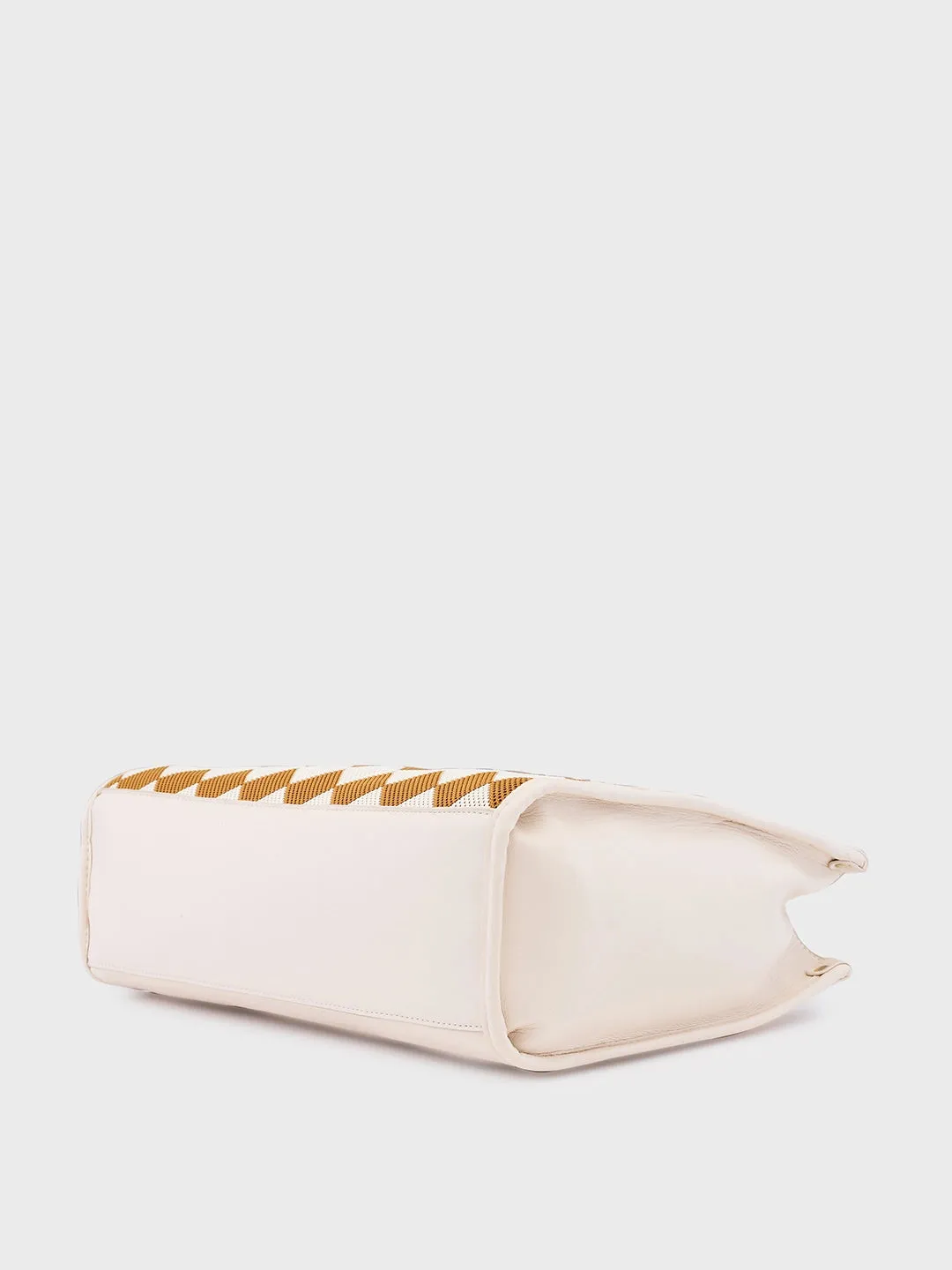 Caprese Checker Medium Cream Tote Bag