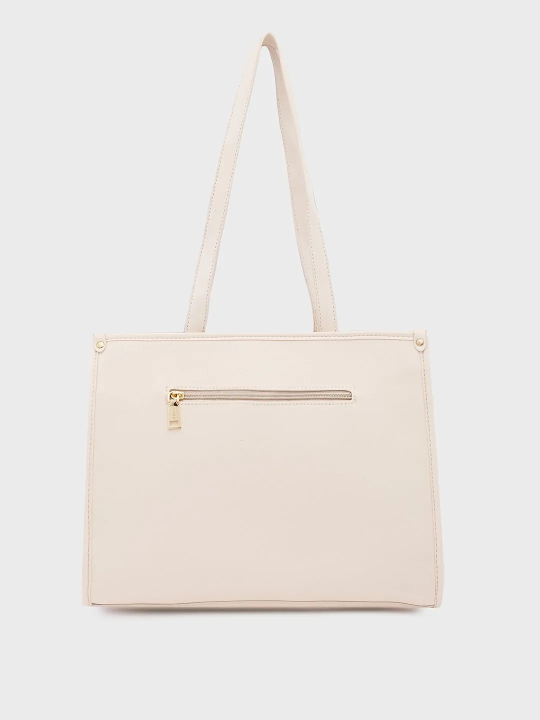 Caprese Checker Medium Cream Tote Bag