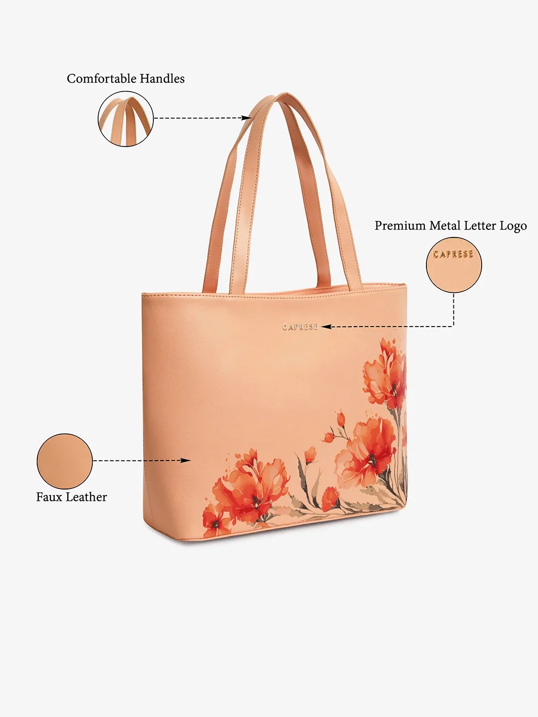 Caprese Chloe Large Orange Tote Bag