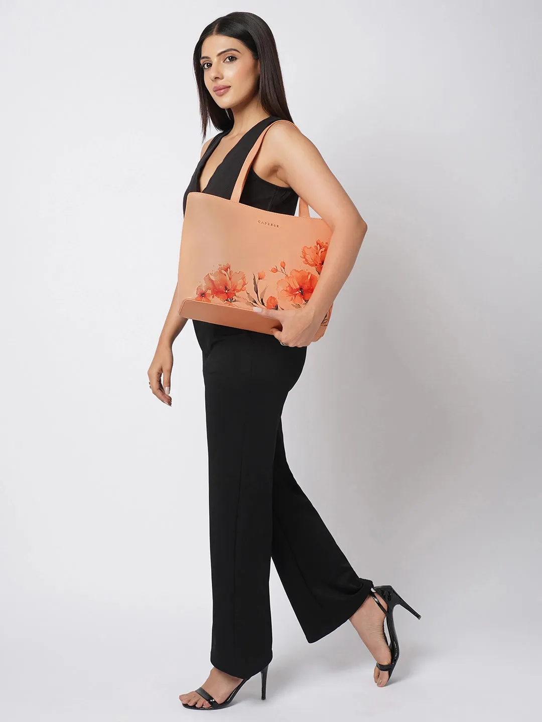 Caprese Chloe Large Orange Tote Bag