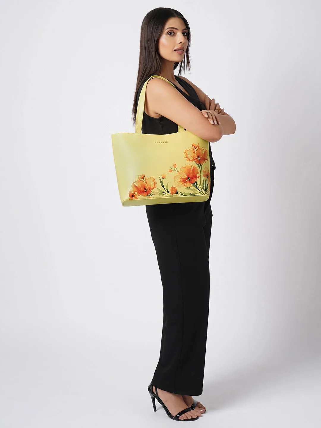 Caprese Chloe Large Yellow Tote Bag