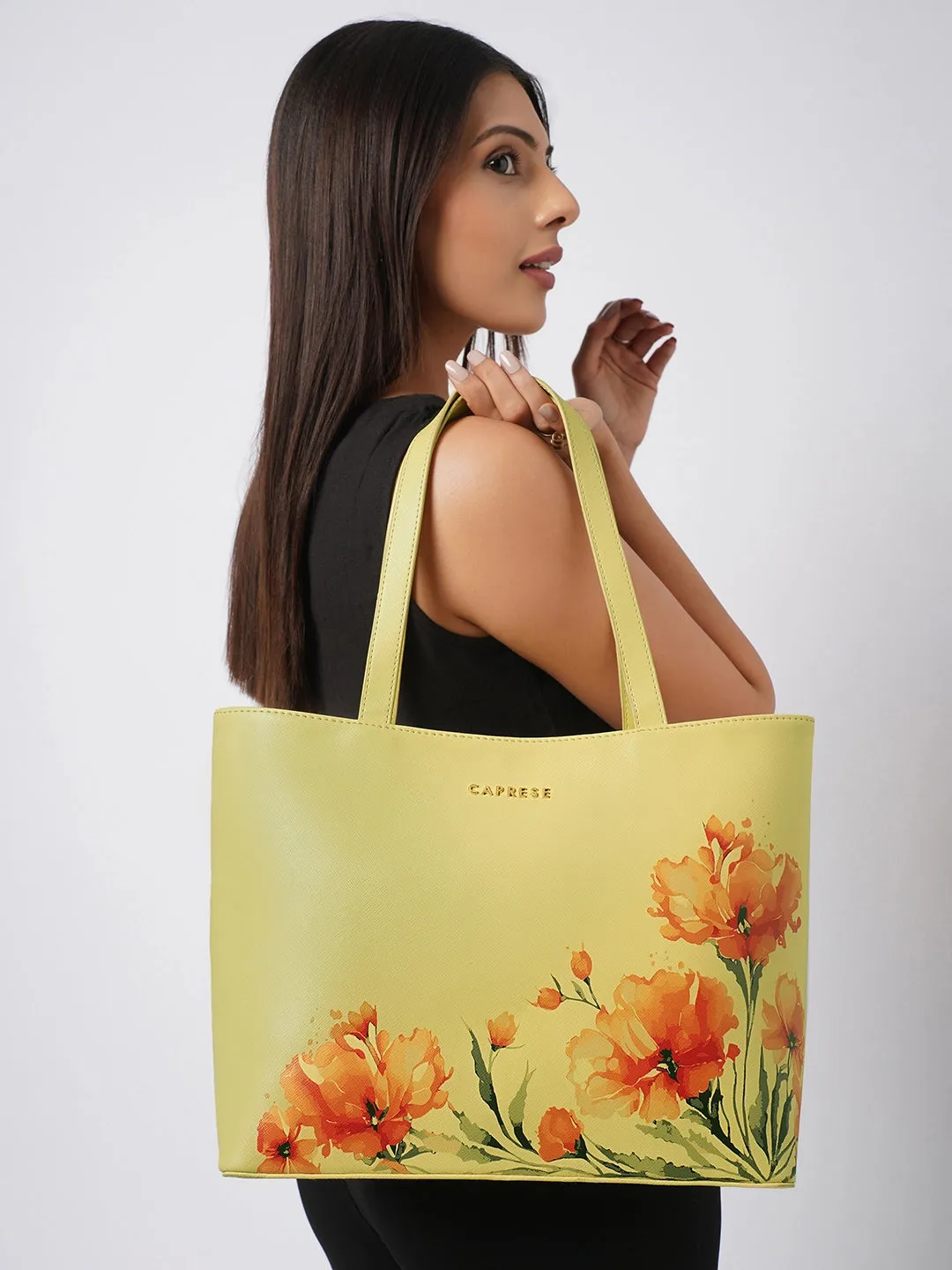 Caprese Chloe Large Yellow Tote Bag