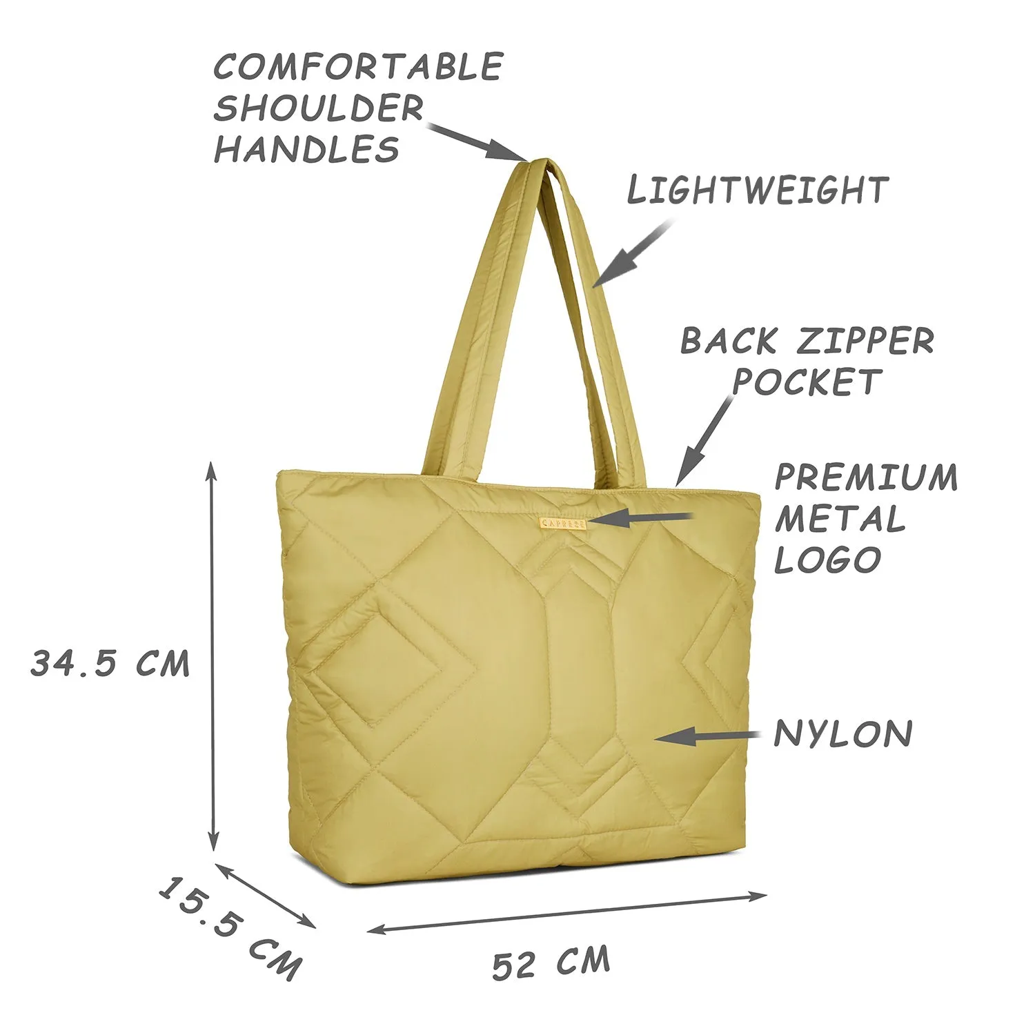 Caprese Clara Large Ochre Tote Bag