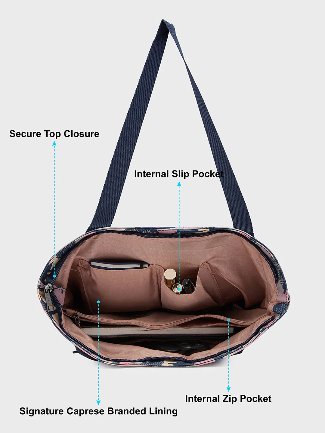 Caprese Cole Large Navy Tote Bag