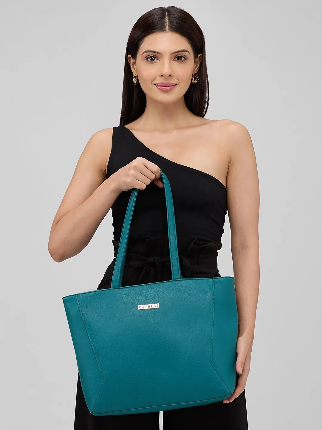 Caprese Covey Large Teal Tote Bag