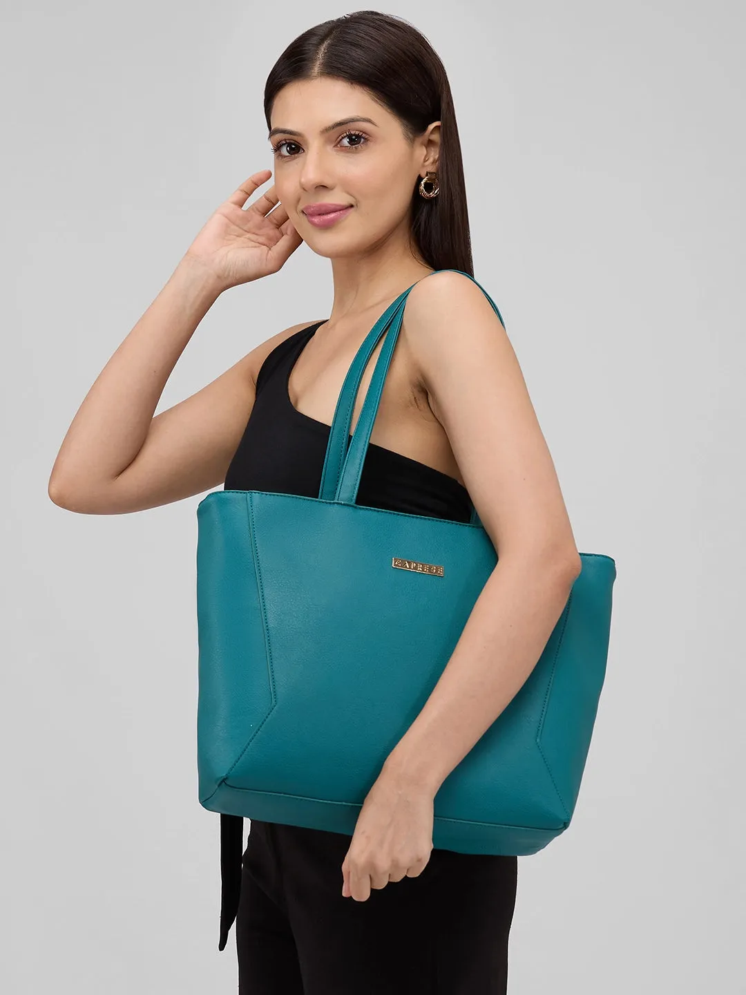 Caprese Covey Large Teal Tote Bag