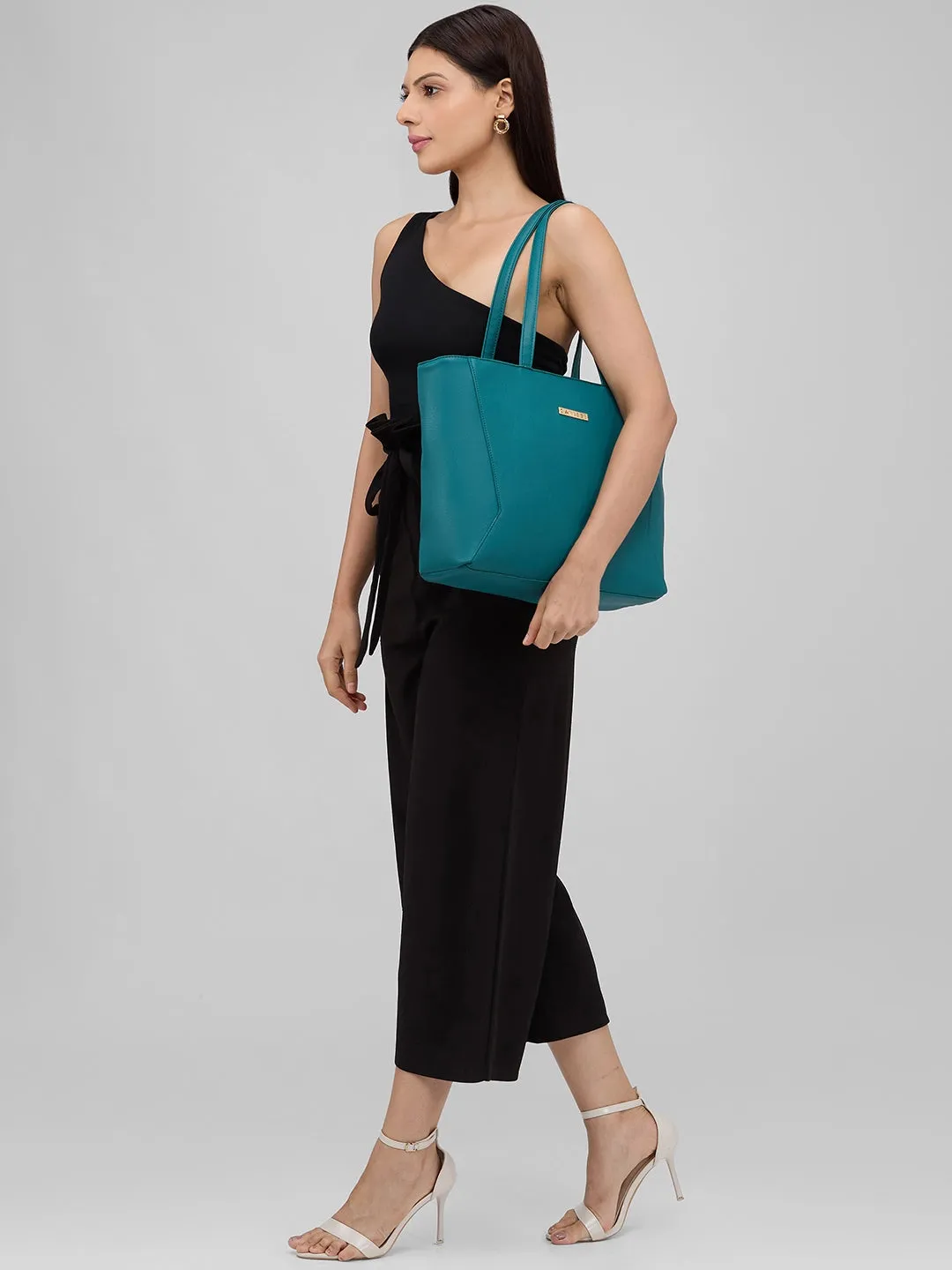 Caprese Covey Large Teal Tote Bag