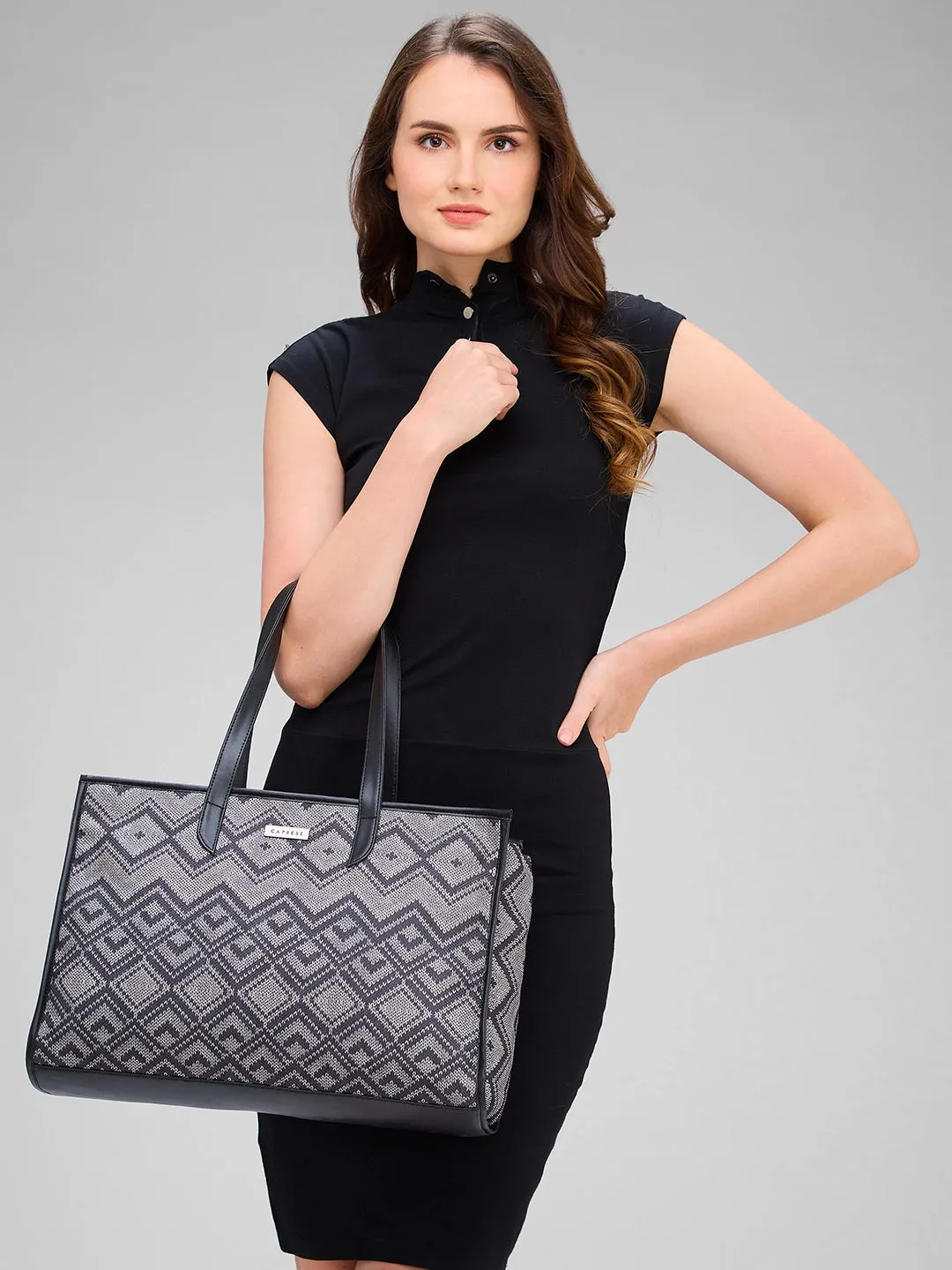 Caprese Daisy Large Grey Tote Bag