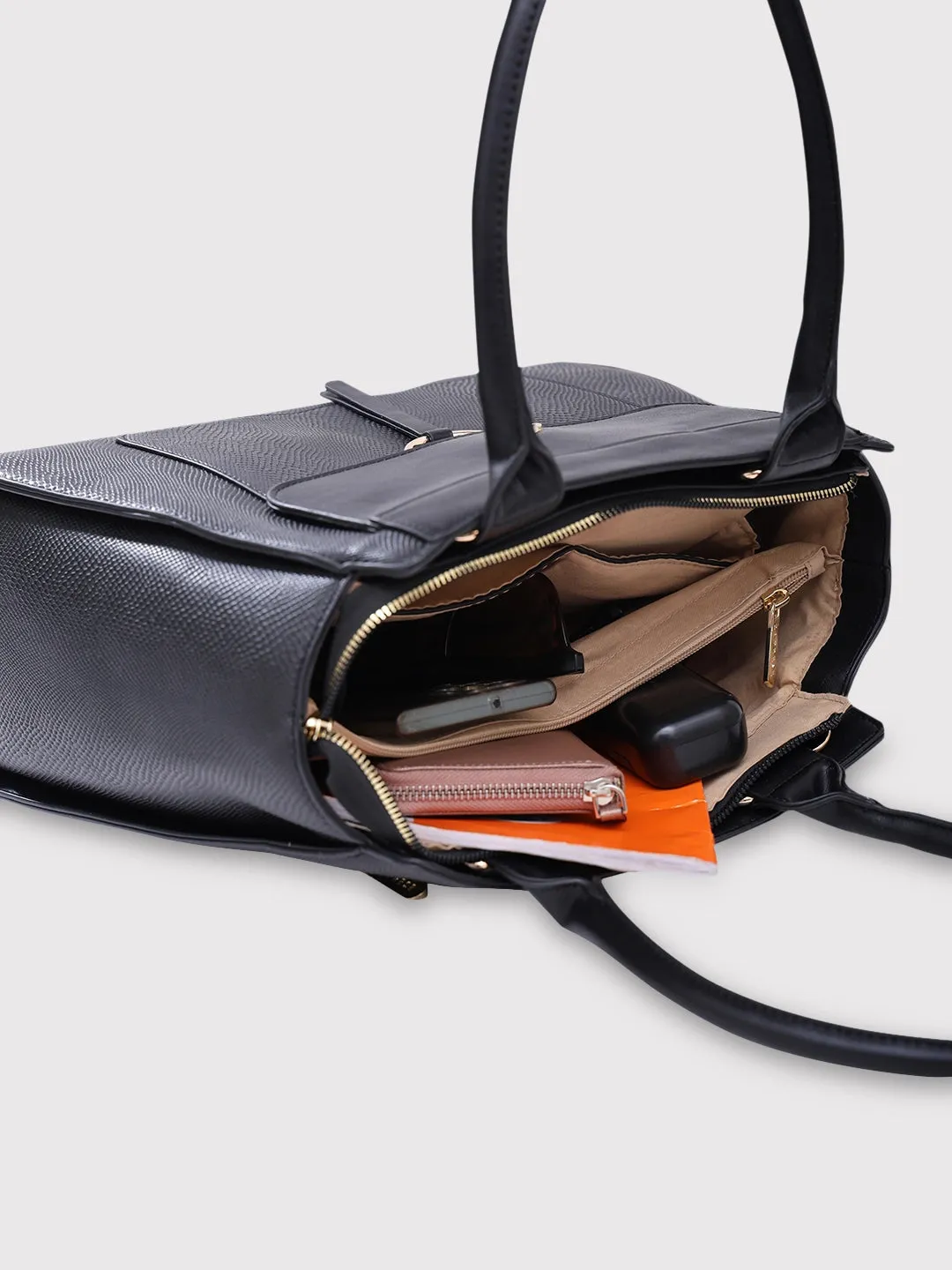 Caprese Dakota Large Black Satchel Bag