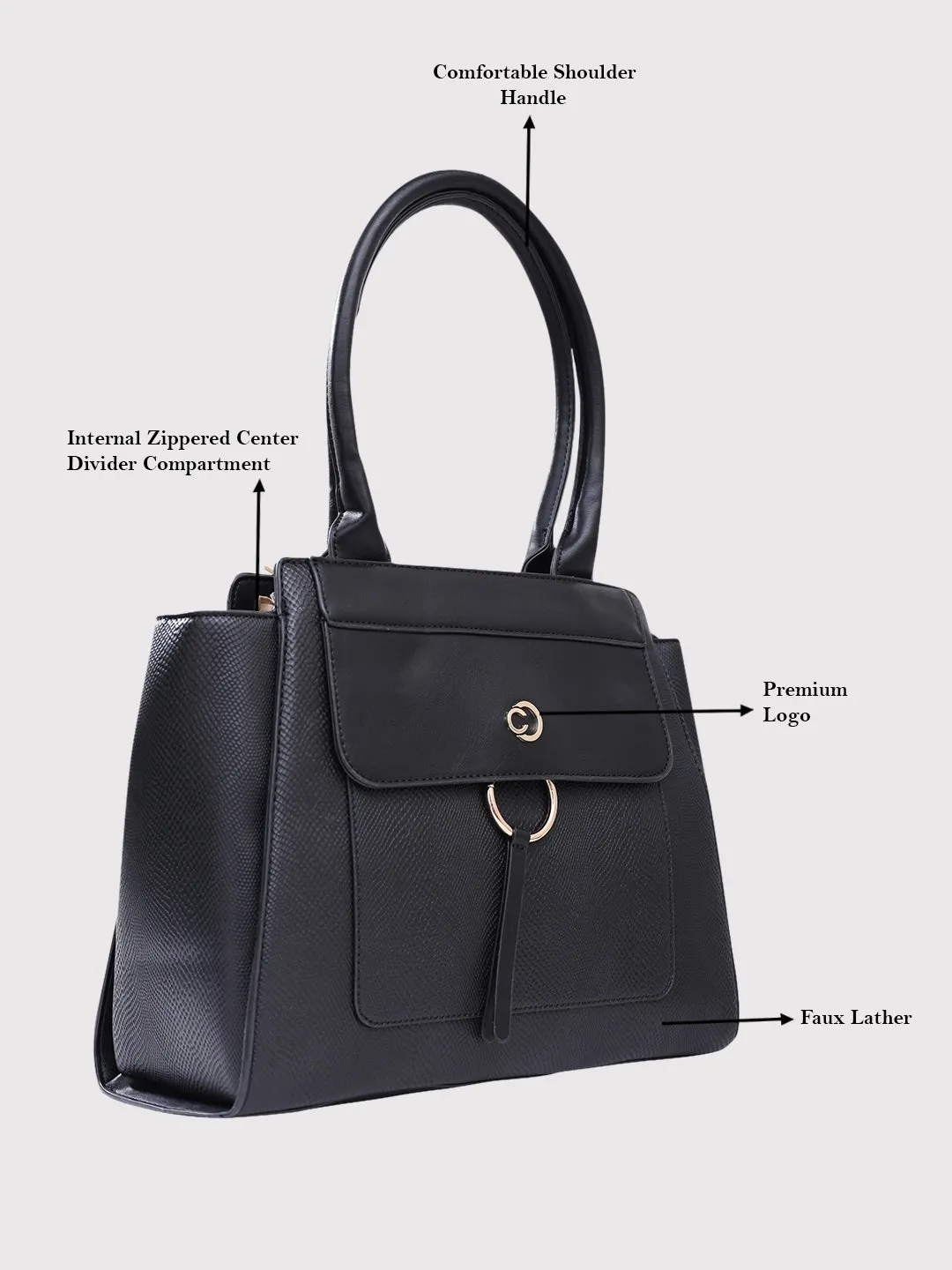 Caprese Dakota Large Black Satchel Bag