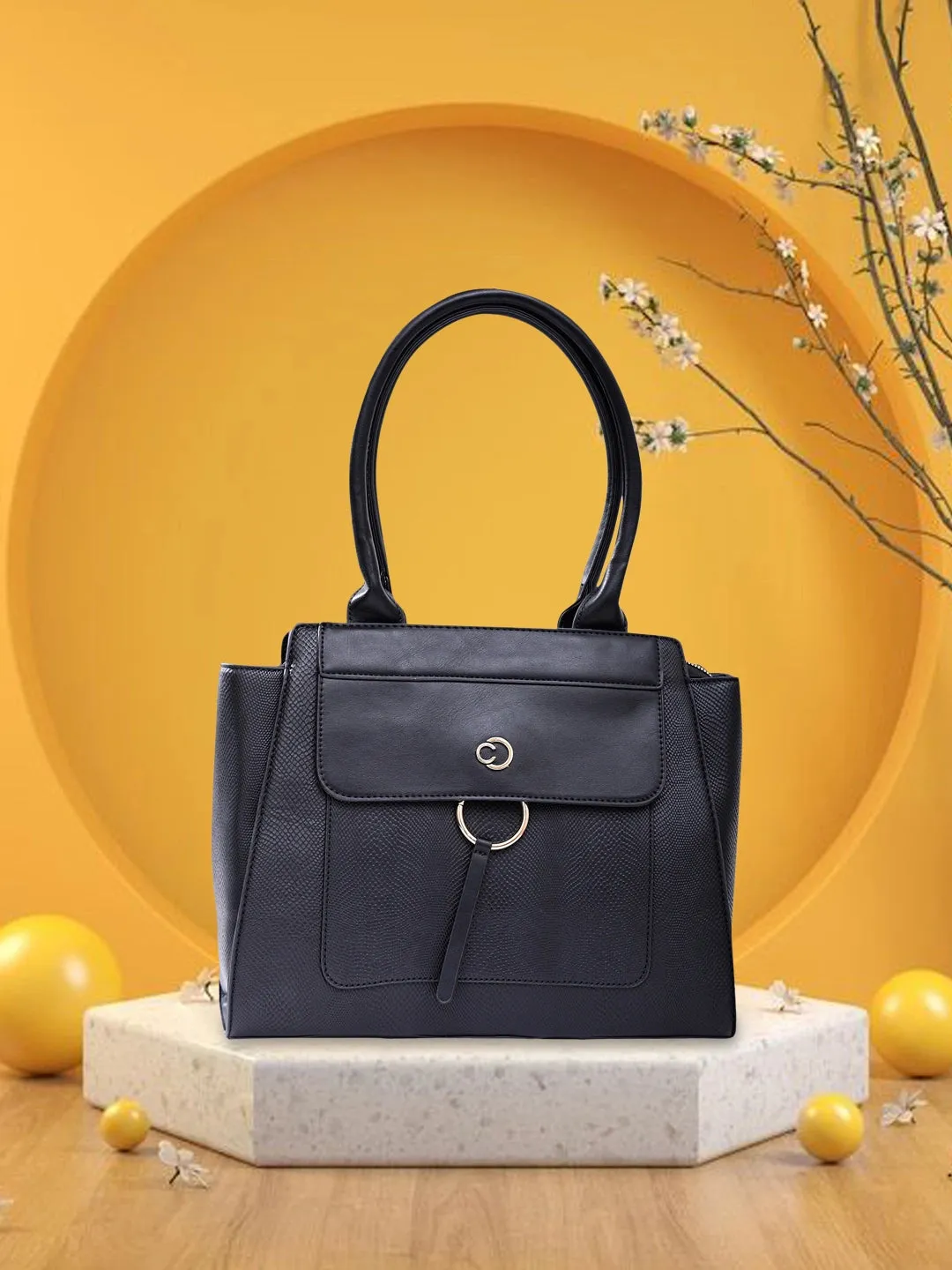 Caprese Dakota Large Black Satchel Bag