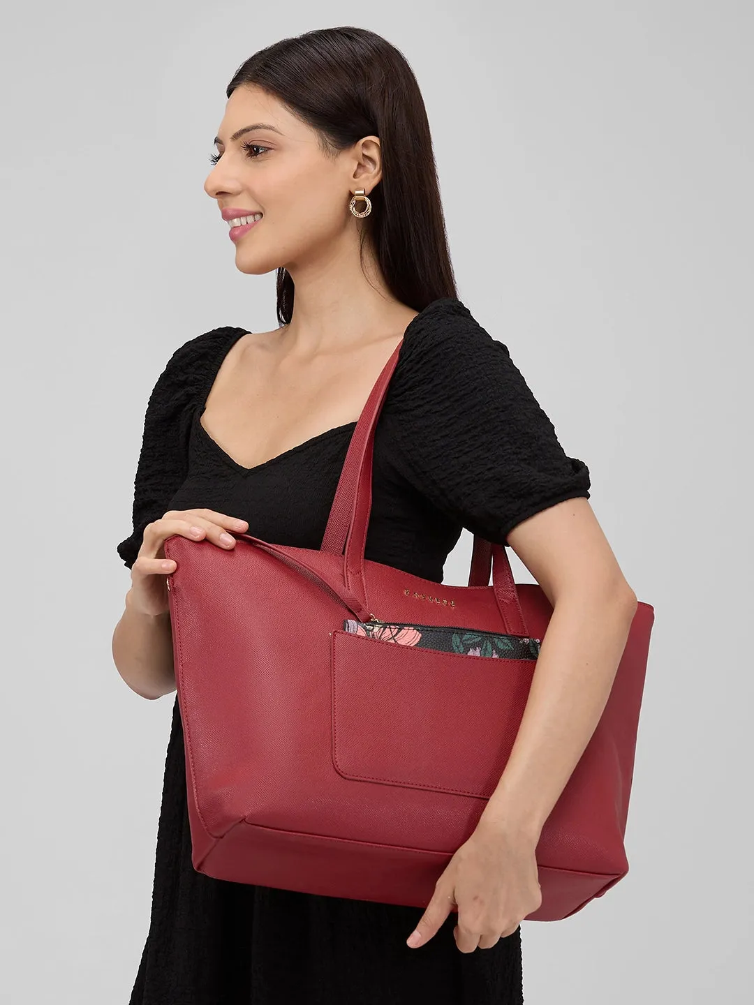 Caprese Daphne Large Maroon Tote Bag