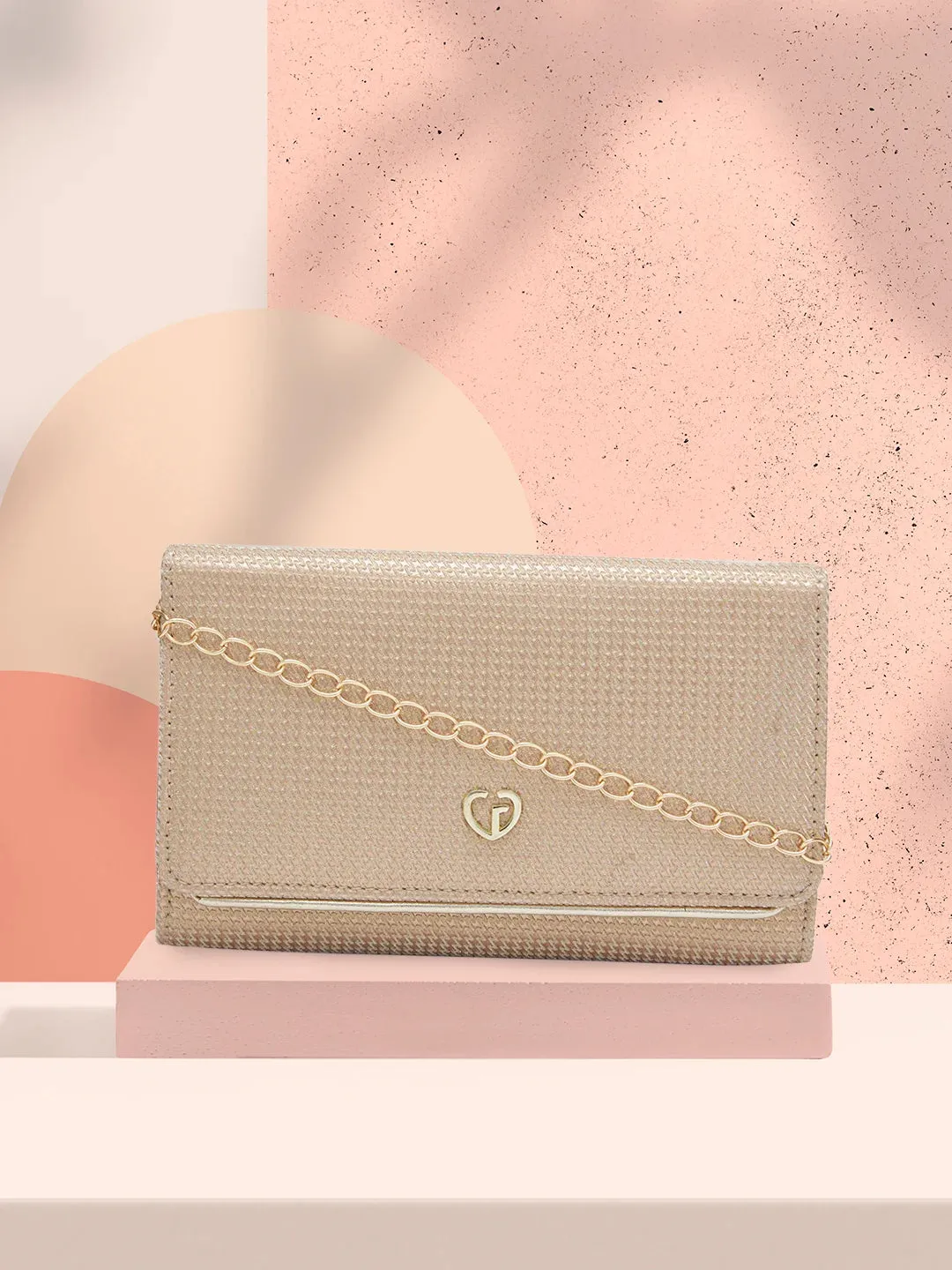 Caprese Delmi Medium Champagne Gold Clutch